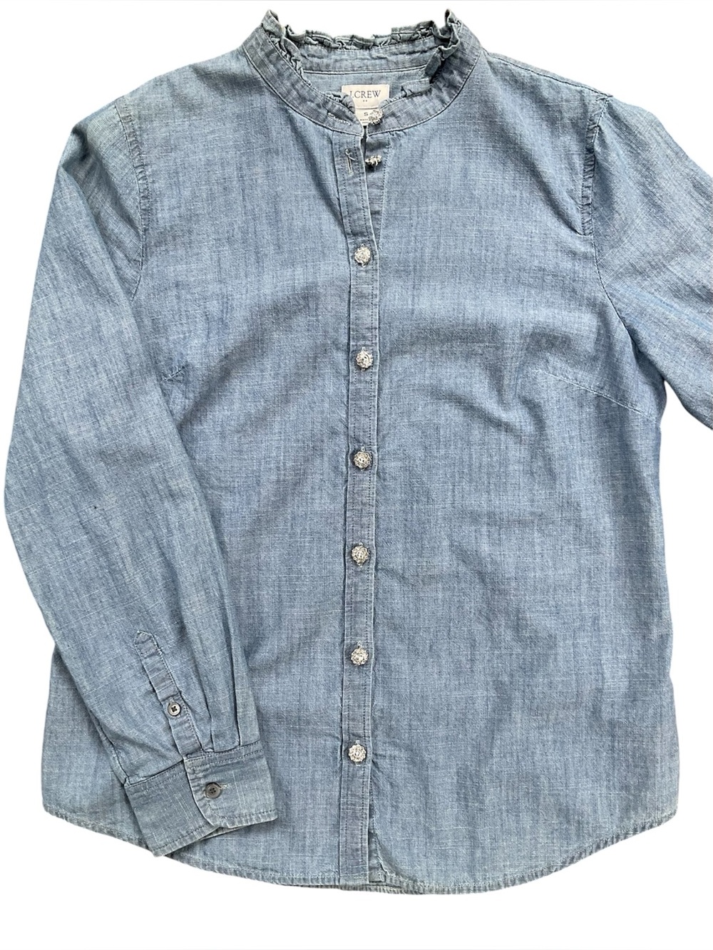 J. Crew Factory Chambray Shirt w/Jeweled Buttons - Picture 3 of 7